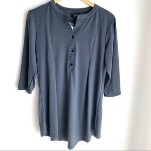 R&B Collection Charcoal Gray 3/4 Sleeve Tunic Top Size Medium NWT
